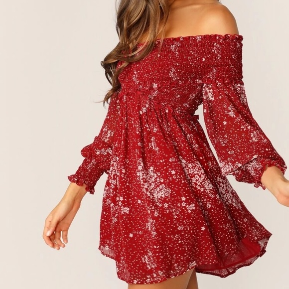 Mini floral print off the shoulders dress - Picture 3 of 5